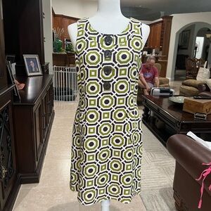 Geometric Patterned Green and White Dress